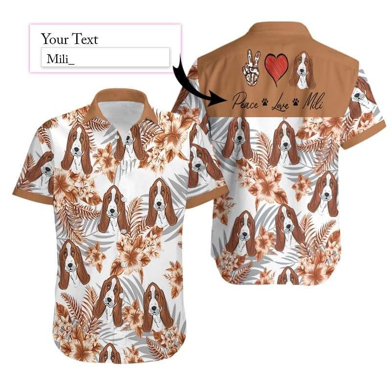 Felacia [Hawaii Shirt] Personalized Peace Love Basset Hound Dog Custom Hawaiian Aloha Shirts-ZX3118